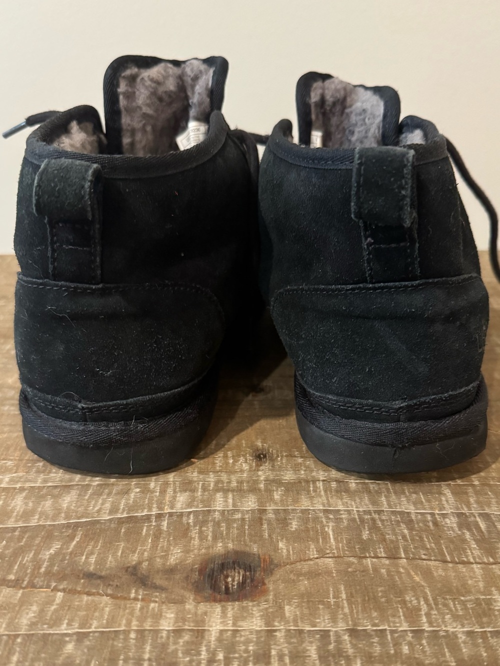 UGG Black Suede Lace-Up Shearling Ankle Booties - Picture 3 of 5